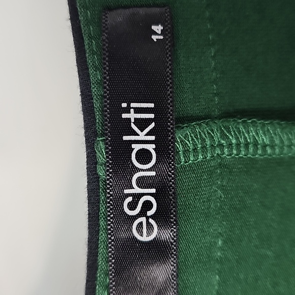 eShakti Forest Green wBlack Trim Cottagecore 50s Retro Fit&Flare Midi Dress - Picture 3 of 16